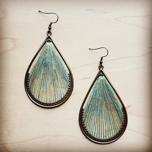 Large Woven Teardrop Earring in Teal - p3 Boutique