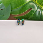 Leaf Studs - Dark Green - p3 Boutique