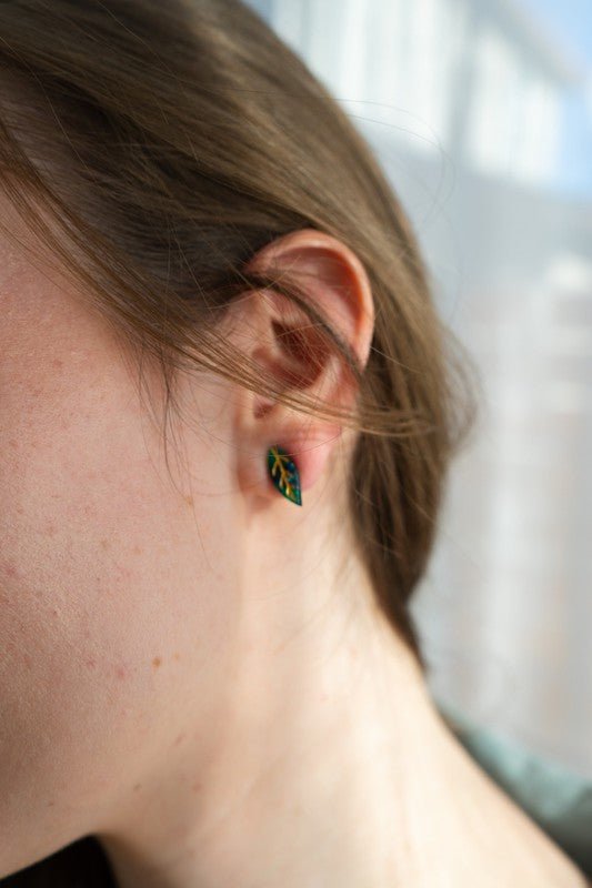 Leaf Studs - Dark Green - p3 Boutique