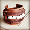 Leather Cuff with Freshwater Pearl Accent Strand - p3 Boutique