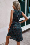 Leopard V Neck Sleeveless Button Fit Midi Dress - p3 Boutique