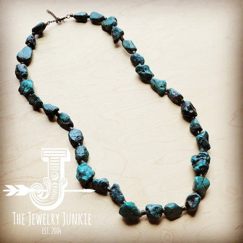Long Natural Turquoise and Wood Layering Necklace - p3 Boutique