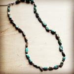 Long Natural Turquoise and Wood Layering Necklace - p3 Boutique