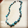 Long Natural Turquoise and Wood Layering Necklace - p3 Boutique
