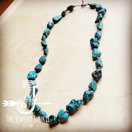 Long Natural Turquoise and Wood Layering Necklace - p3 Boutique