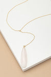 LONG OVAL NATURAL STONE PENDANT Y SHAPE NECKLACE - p3 Boutique