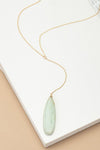 LONG OVAL NATURAL STONE PENDANT Y SHAPE NECKLACE - p3 Boutique