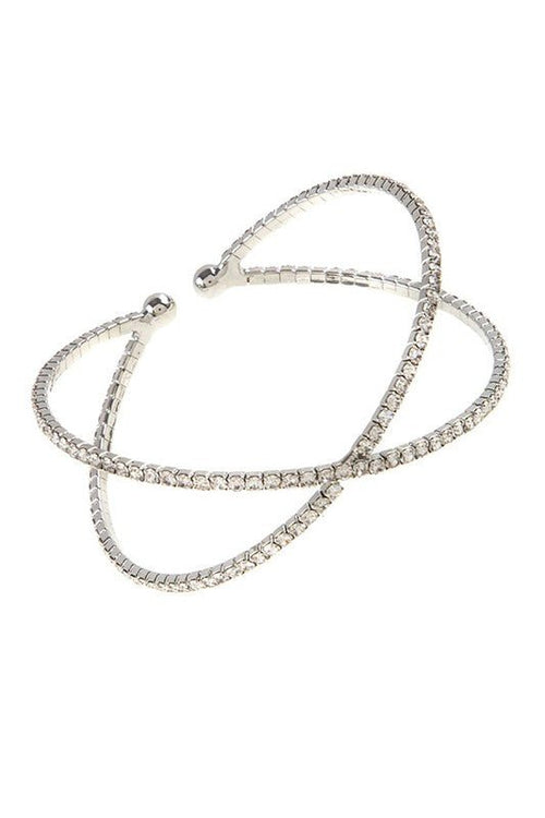 LUXURY CROSSED ADJUSTABLE RHINESTONE BRACELET - p3 Boutique