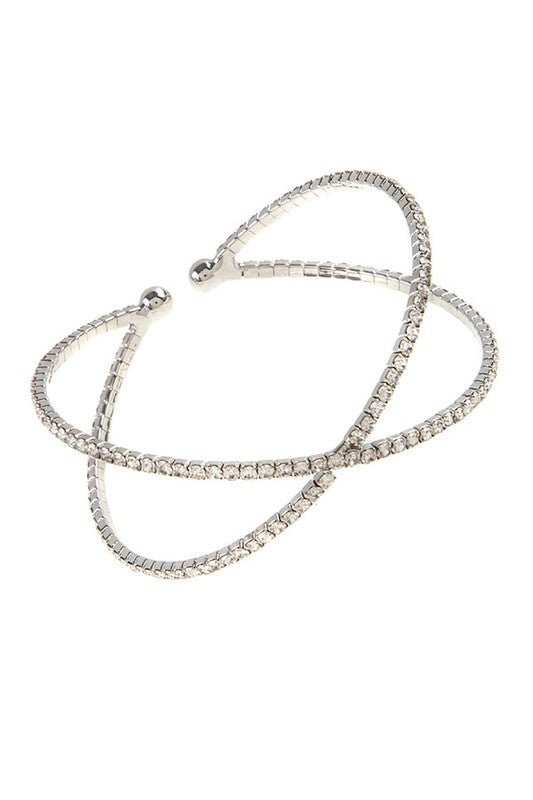 LUXURY CROSSED ADJUSTABLE RHINESTONE BRACELET - p3 Boutique