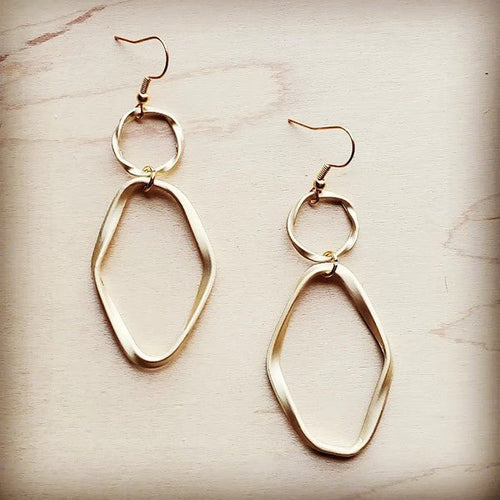 Matte Gold Hoop Earrings with Oval Hoop Dangle - p3 Boutique