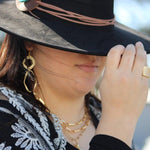 Matte Gold Hoop Earrings with Oval Hoop Dangle - p3 Boutique