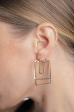MINIMAL GOLD SQUARE CUT OUT EARRINGS - p3 Boutique