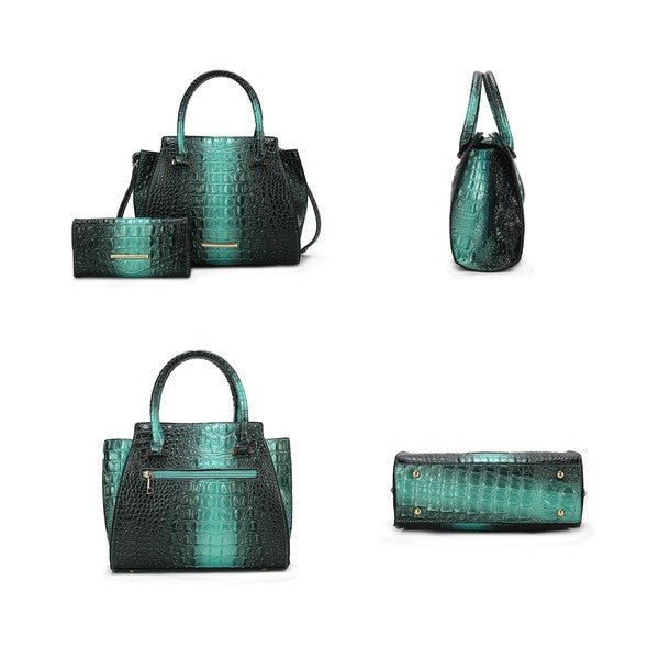 MKF Bently Croc - Embossed Tote & Wallet Set - p3 Boutique