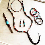Multi - Colored Turquoise and Wood Earrings - p3 Boutique