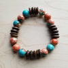 Multi - Colored Turquoise and Wood Stretch Bracelet - p3 Boutique