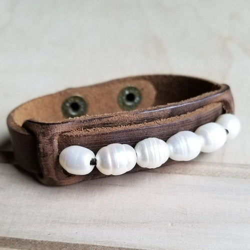 Narrow Cuff with Genuine Freshwater Pearls - p3 Boutique