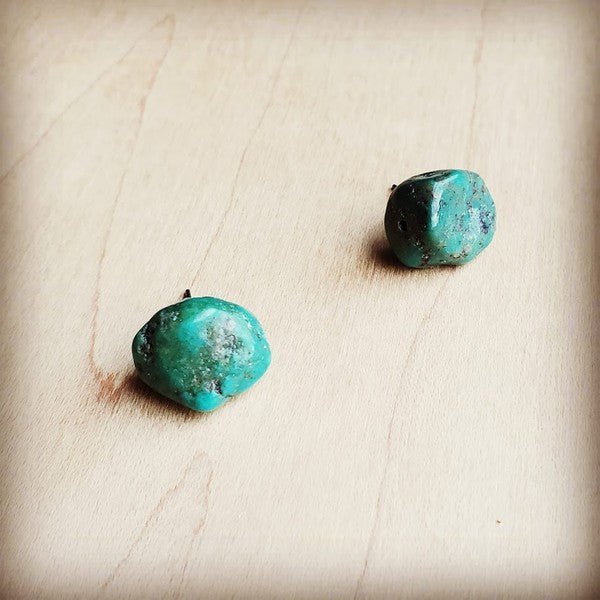 Natural Green Turquoise Stud Earrings - p3 Boutique