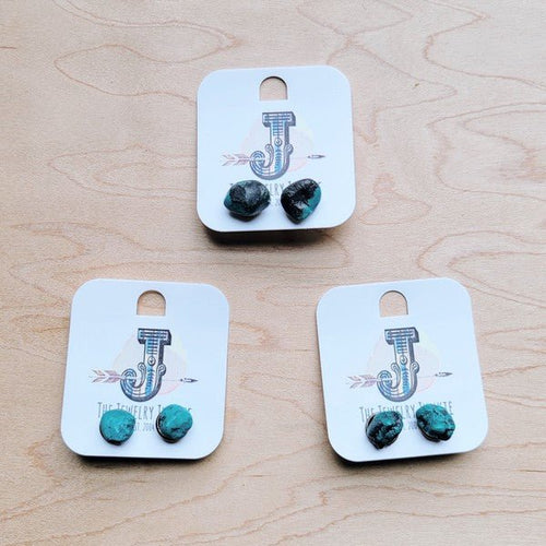Natural Green Turquoise Stud Earrings - p3 Boutique