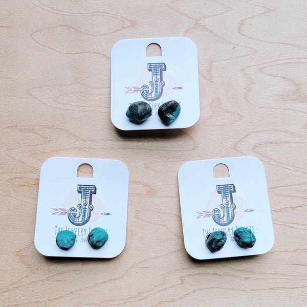 Natural Green Turquoise Stud Earrings - p3 Boutique