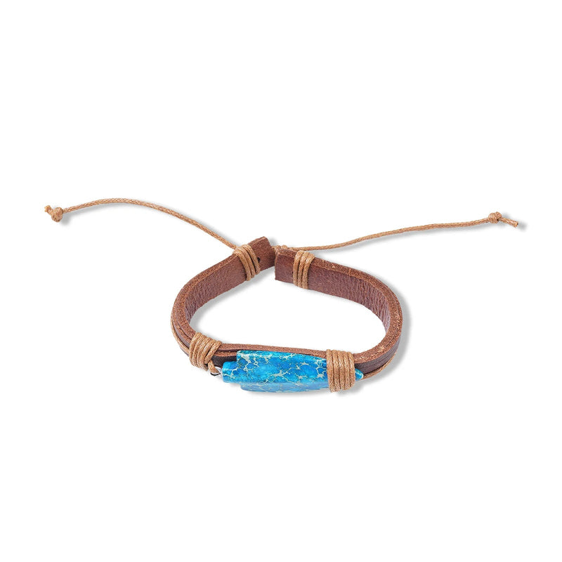Natural Stone With Leather Cord Bracelet - p3 Boutique