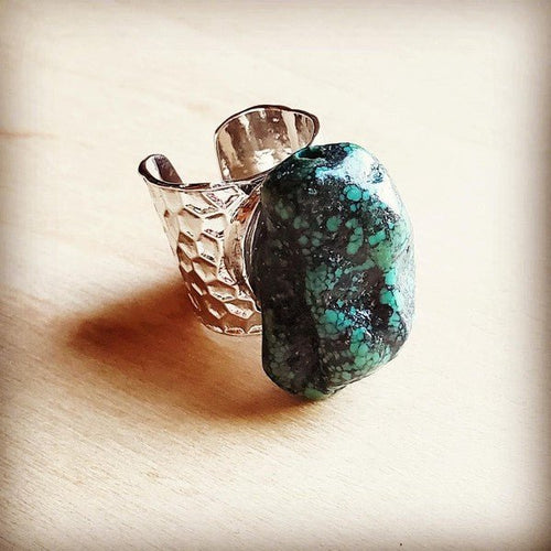 Natural Turquoise Chunk on Cuff Ring - p3 Boutique