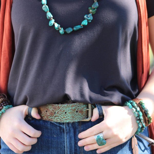Natural Turquoise Chunk on Cuff Ring - p3 Boutique