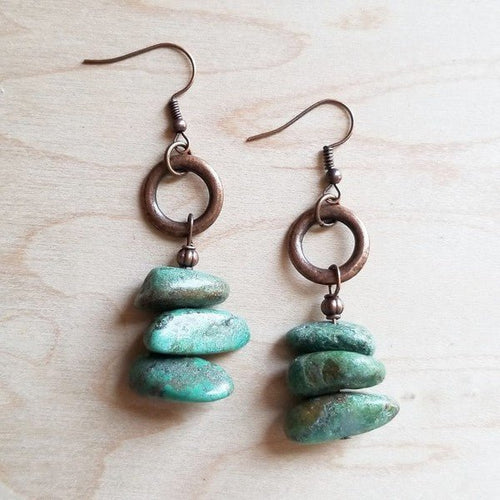 Natural Turquoise Stacked Gemstone Earrings - p3 Boutique