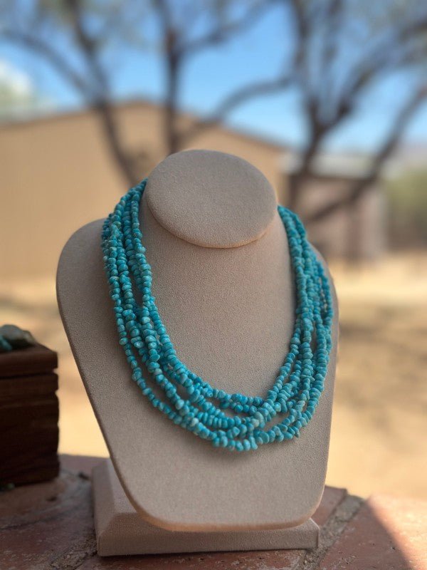 Navajo Kingman Turquoise Beaded Necklace 18 inch - p3 Boutique