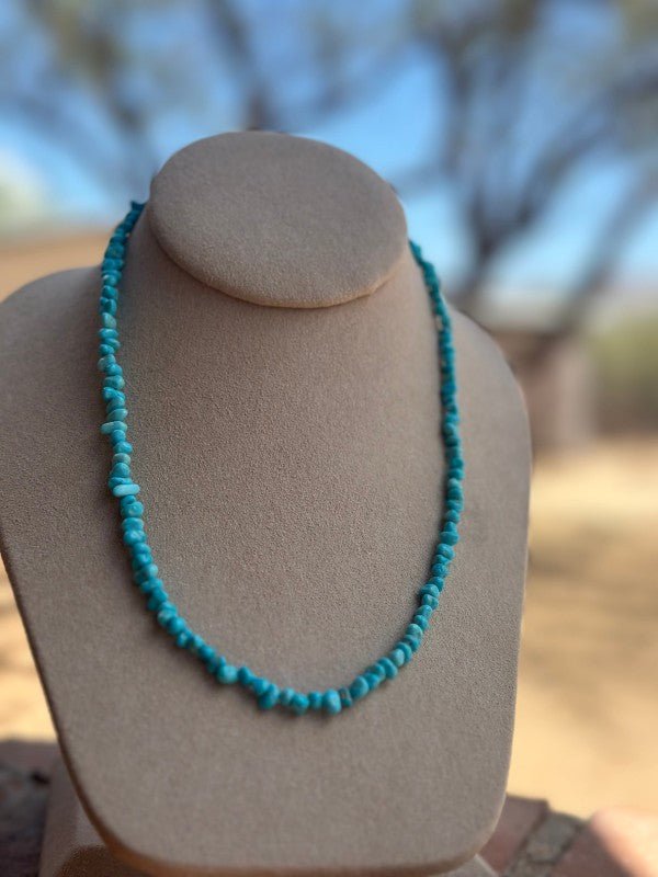 Navajo Kingman Turquoise Beaded Necklace 18 inch - p3 Boutique