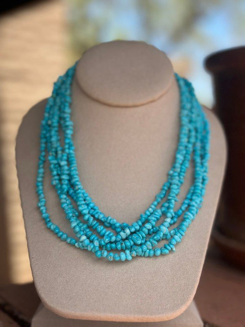 Navajo Kingman Turquoise Beaded Necklace 18 inch - p3 Boutique