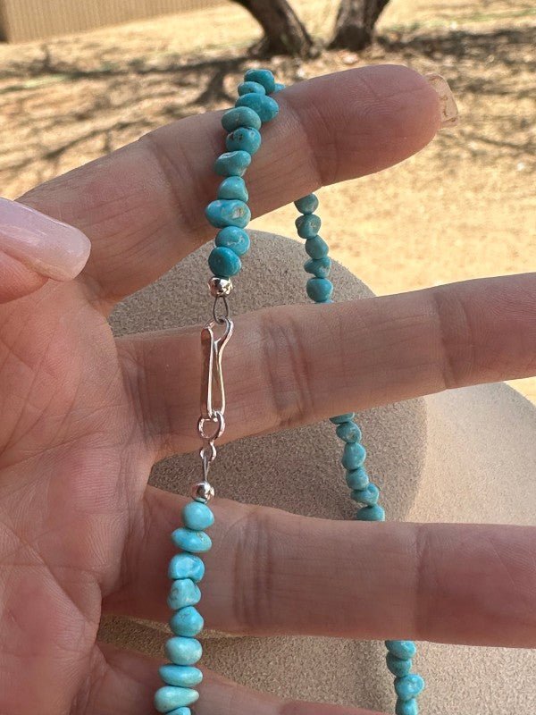 Navajo Kingman Turquoise Beaded Necklace 18 inch - p3 Boutique