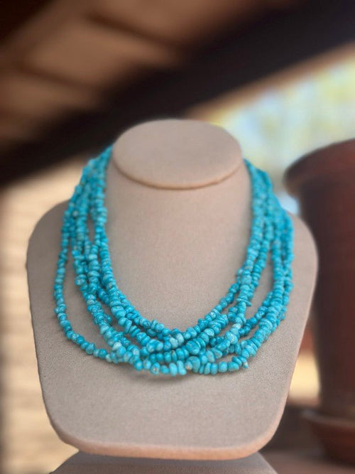 Navajo Kingman Turquoise Beaded Necklace 18 inch - p3 Boutique