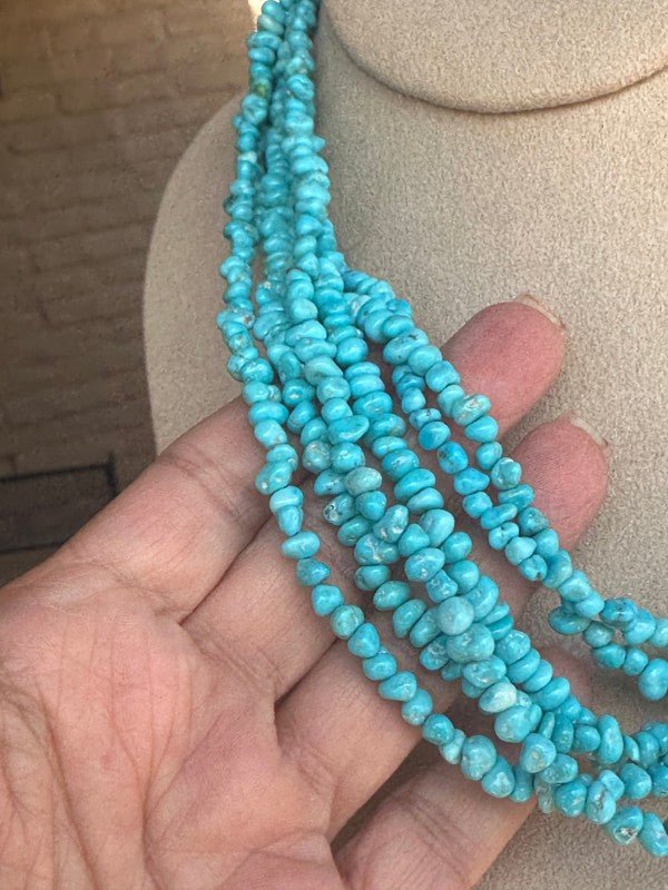 Navajo Kingman Turquoise Beaded Necklace 18 inch - p3 Boutique