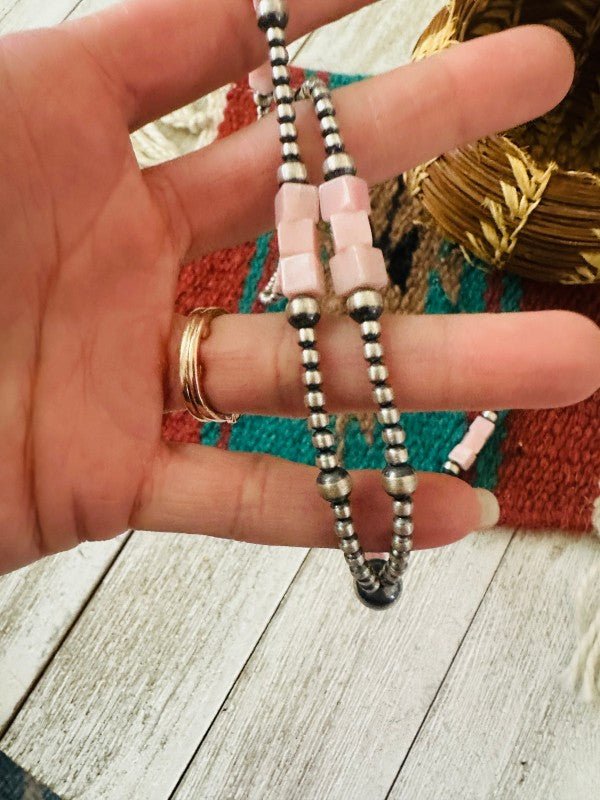 Navajo Queen Pink Conch & Sterling Silver Beaded L - p3 Boutique