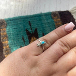 Navajo Single Stone Turquoise & Stamped Sterling S - p3 Boutique