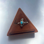 Navajo Single Stone Turquoise & Stamped Sterling S - p3 Boutique
