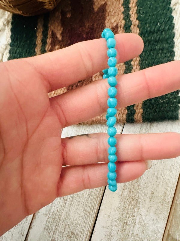 Navajo Sterling Silver and Turquoise Beaded Brace - p3 Boutique