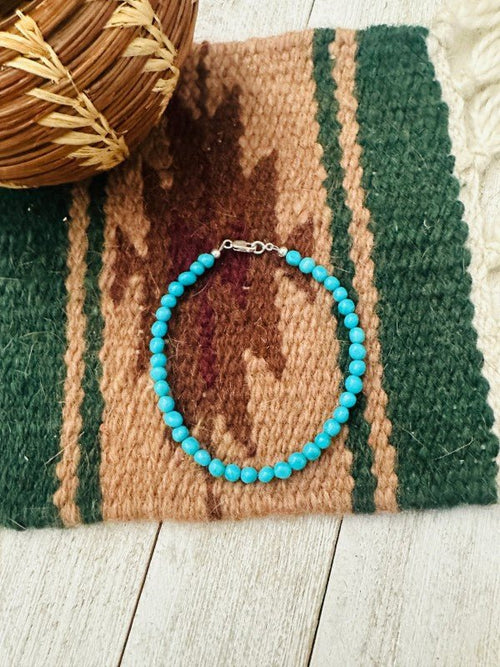 Navajo Sterling Silver and Turquoise Beaded Brace - p3 Boutique