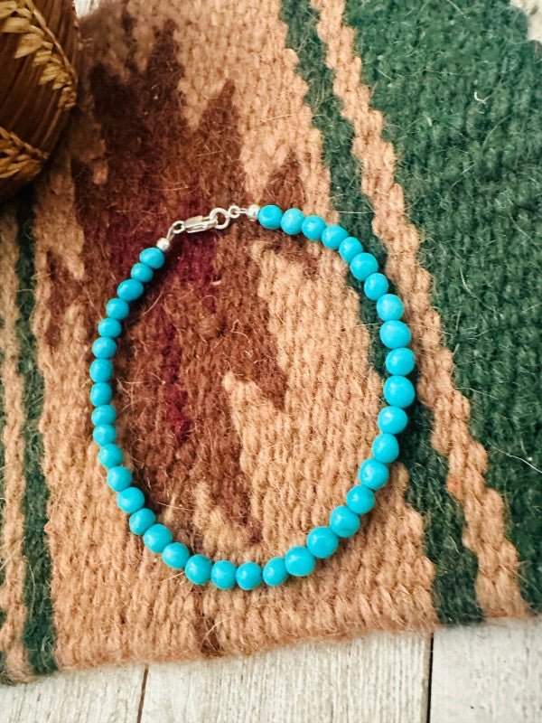 Navajo Sterling Silver and Turquoise Beaded Brace - p3 Boutique
