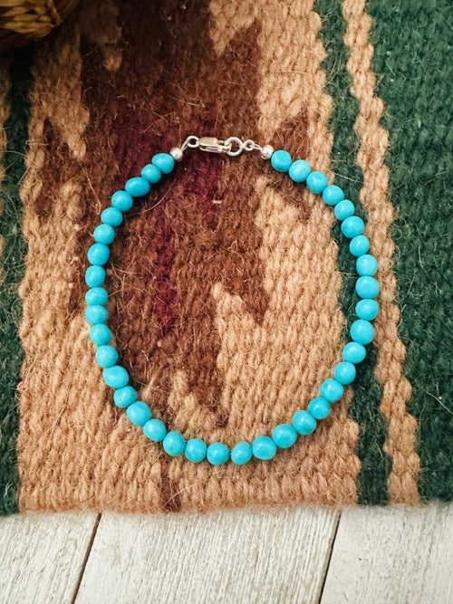 Navajo Sterling Silver and Turquoise Beaded Brace - p3 Boutique