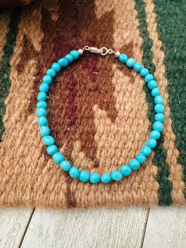 Navajo Sterling Silver and Turquoise Beaded Brace - p3 Boutique