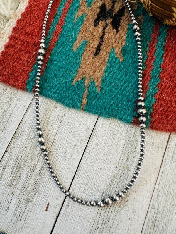 Navajo Sterling Silver Pearl Beaded 18” Necklace - p3 Boutique