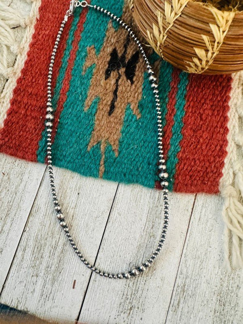 Navajo Sterling Silver Pearl Beaded 18” Necklace - p3 Boutique