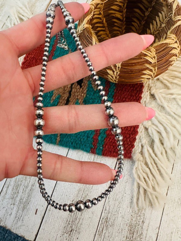 Navajo Sterling Silver Pearl Beaded 18” Necklace - p3 Boutique