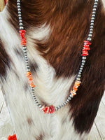 Navajo Sterling Silver & Spiny Oyster Beaded 20” N - p3 Boutique