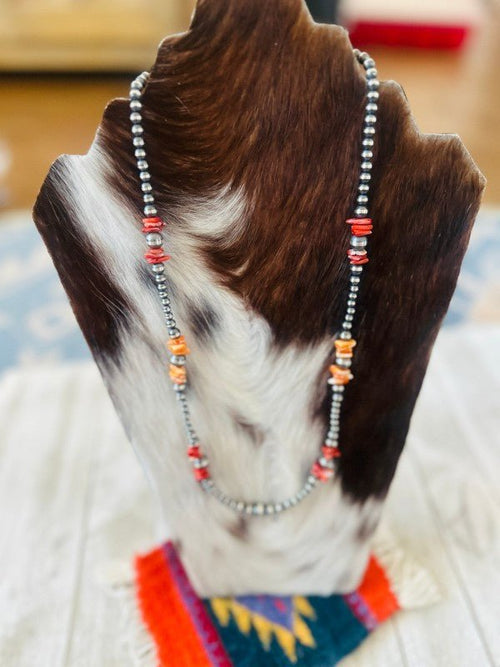 Navajo Sterling Silver & Spiny Oyster Beaded 24” N - p3 Boutique