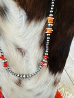 Navajo Sterling Silver & Spiny Oyster Beaded 24” N - p3 Boutique