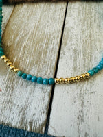 Navajo Turquoise & Gold Beaded 18” Necklace - p3 Boutique