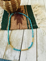Navajo Turquoise & Gold Beaded 18” Necklace - p3 Boutique