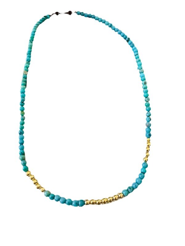 Navajo Turquoise & Gold Beaded 18” Necklace - p3 Boutique
